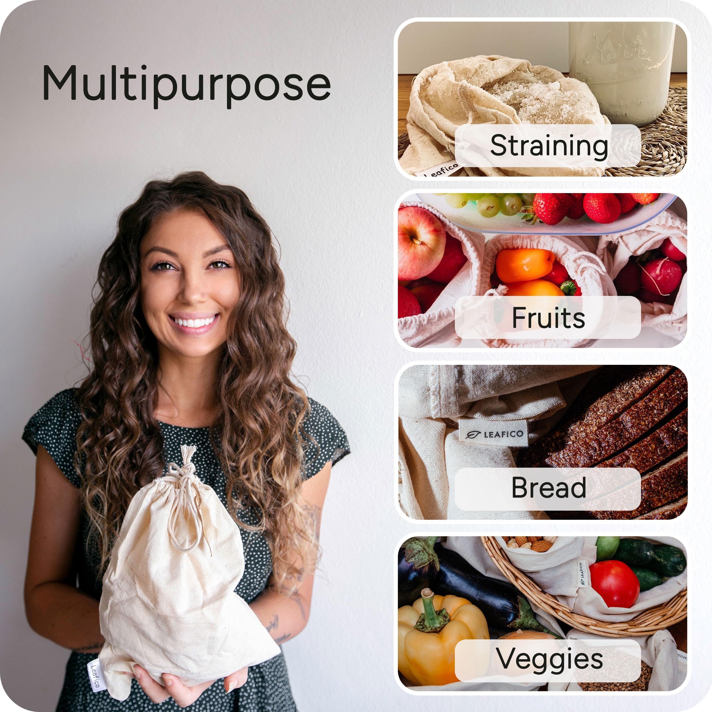 Leafico bulk-food storage bags highlight reusable, plastic-free pantry solutions
