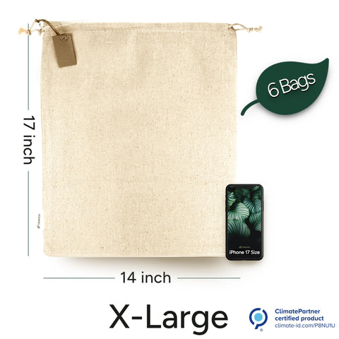 Leafico muslin bag for bulk produce, breathable and reusable.