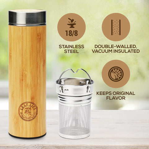 LeafLife bamboo bottle with easy-clean lid for quick transitions between drinks
