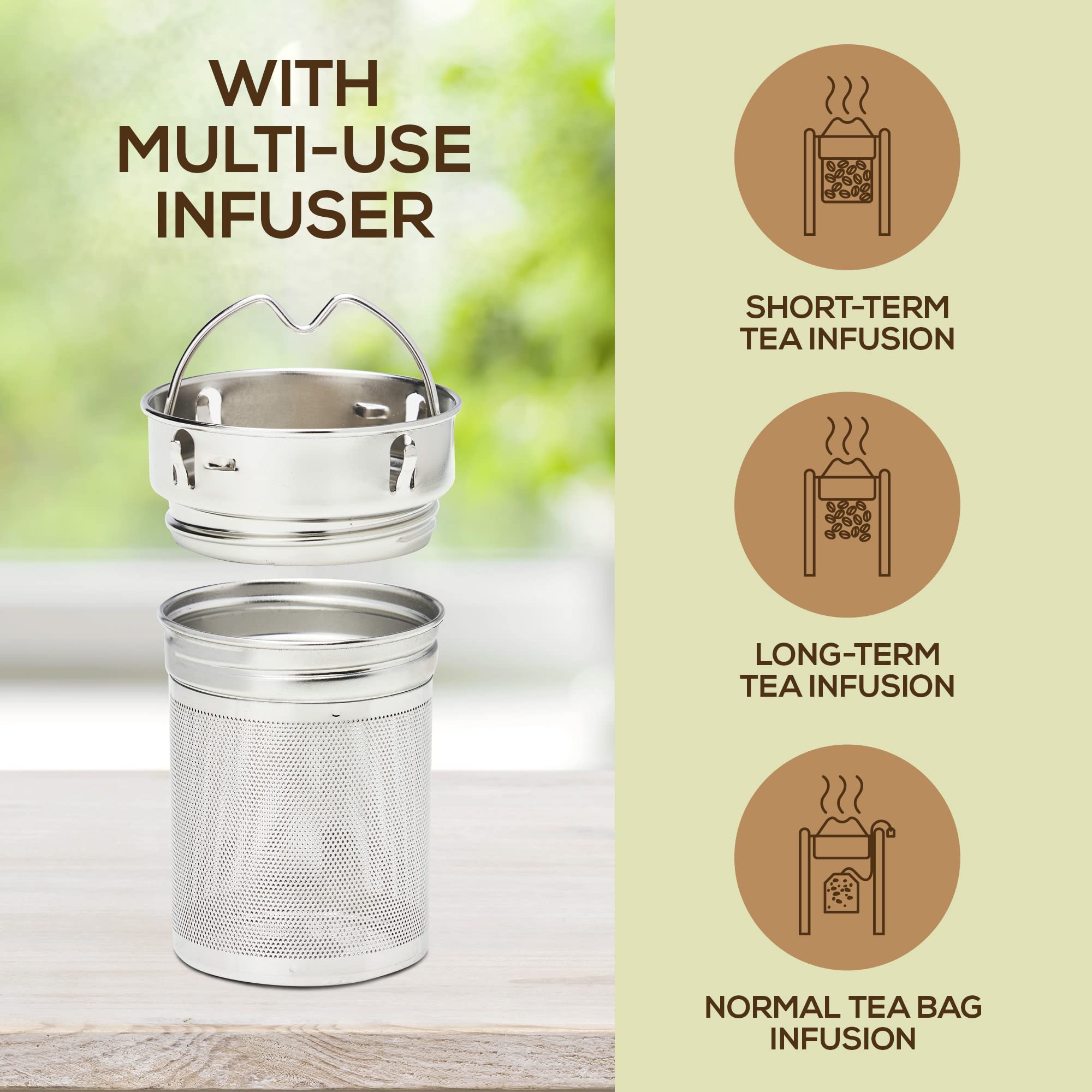 LeafLife 3-in-1 infusion with detachable infuser for versatile brews