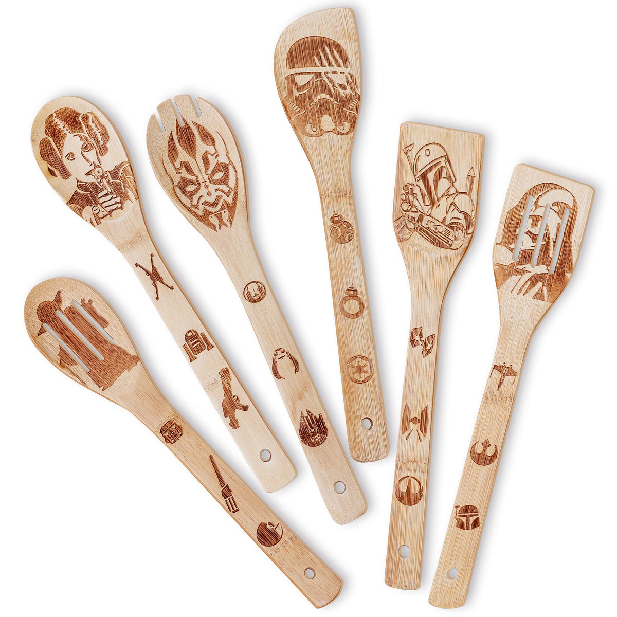 LeafyLane Star Wars wooden spoons, durable and heat resistant for versatile cooking tasks.