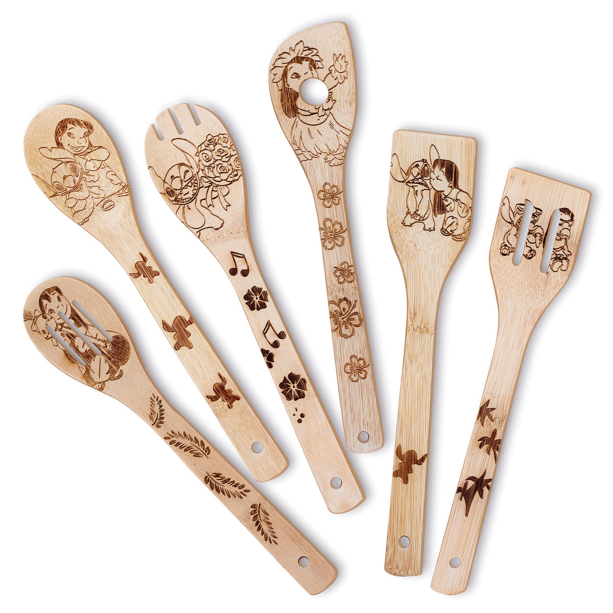 LeafyLane Stitch spoons set on counter showcase natural wood for daily cooking.