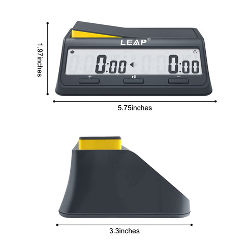 LEAP chess clock with bonus and delay counters for flexible rules.
