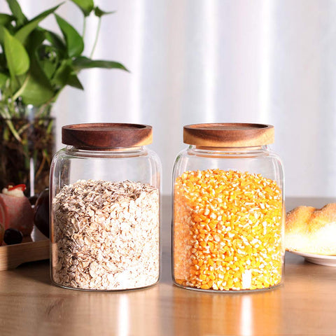Leaves and Trees Y dry goods and spice jar ideal for pantry organization.
