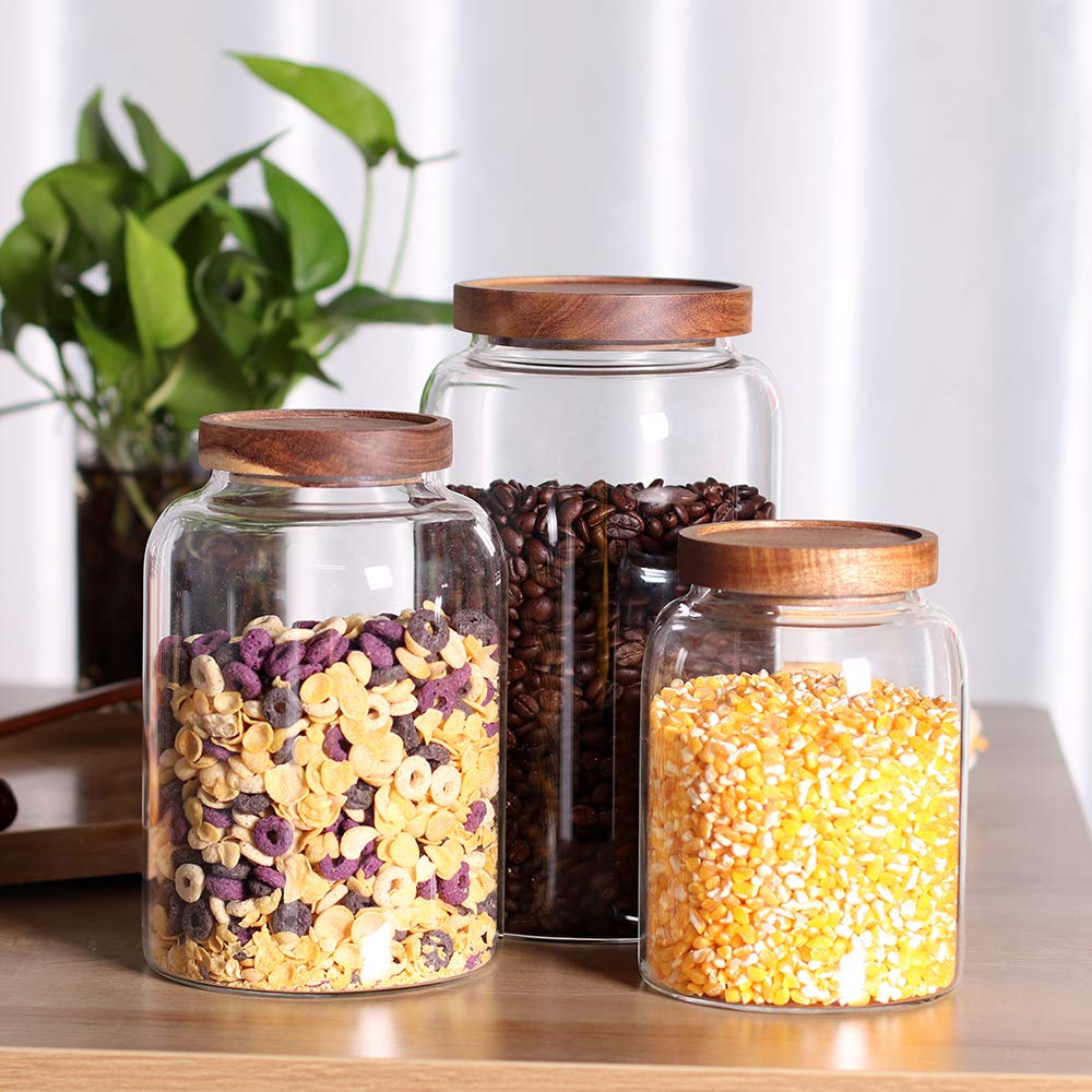 Leaves and Trees Y rice and cereals canister reduces pantry clutter.