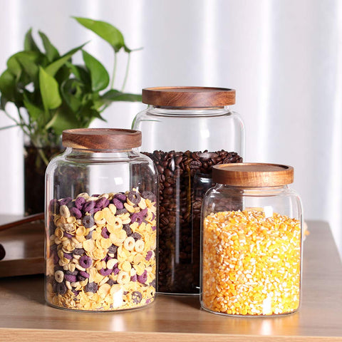 Leaves and Trees Y rice and cereals canister reduces pantry clutter.