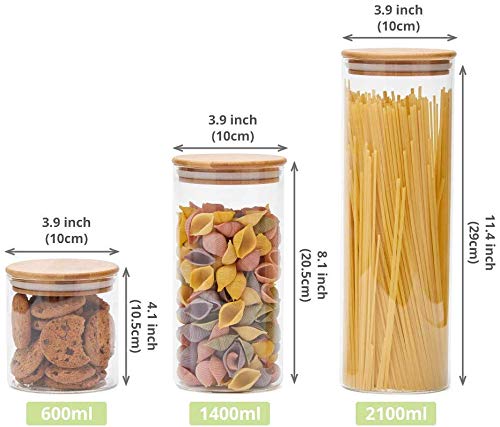 Leaves and Trees Y large canister filled with pasta for pantry organization