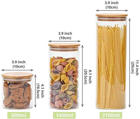 Leaves and Trees Y large canister filled with pasta for pantry organization