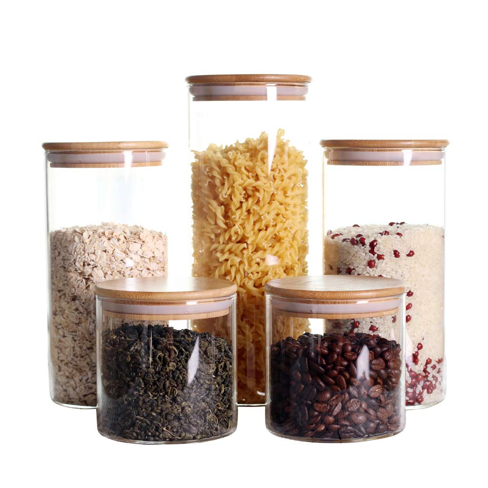 Leaves and Trees Y small stackable canister displaying flour and sugar for organized baking