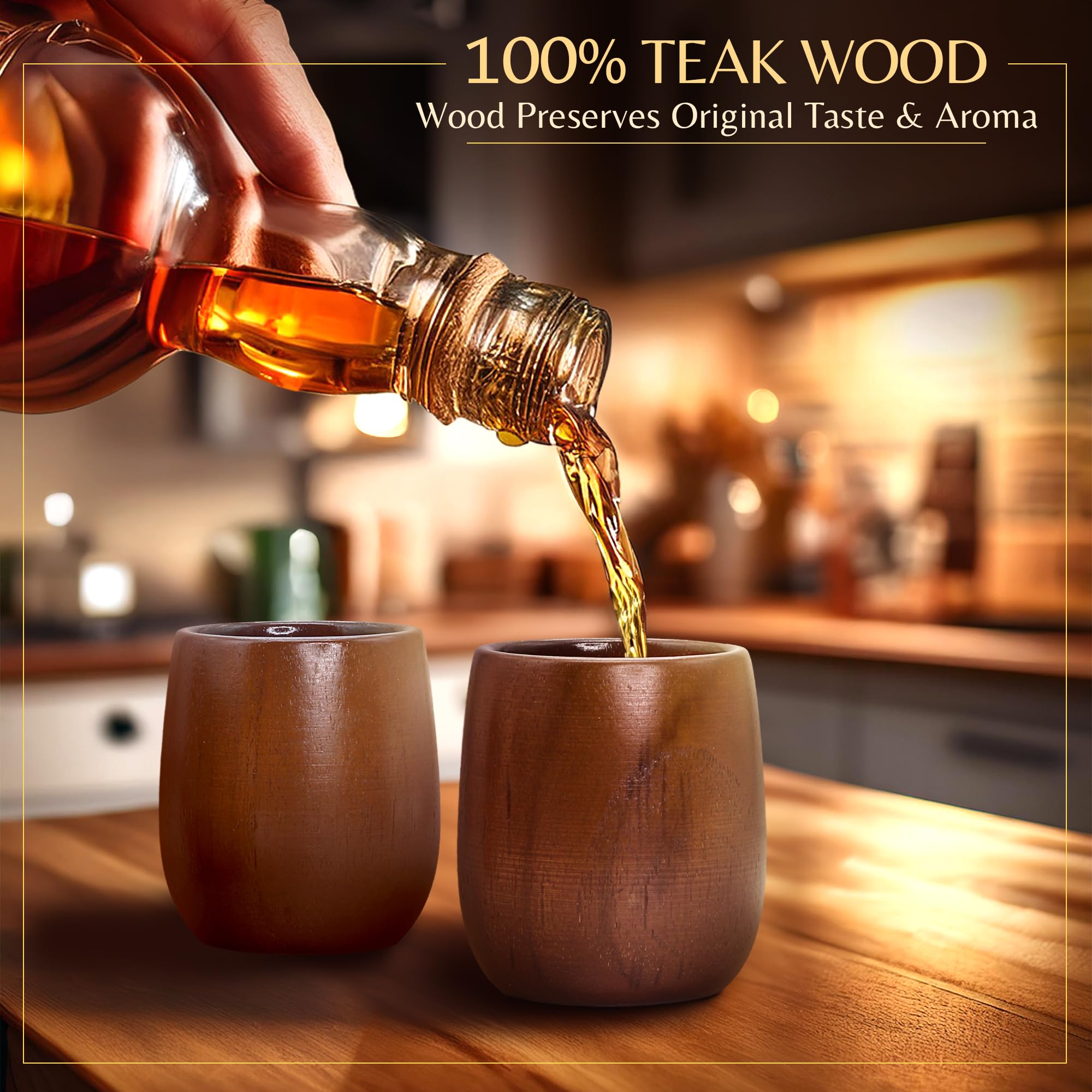LEAVITT BAY COFFEE teak wood glass for on-the-go tasting and home bar use.