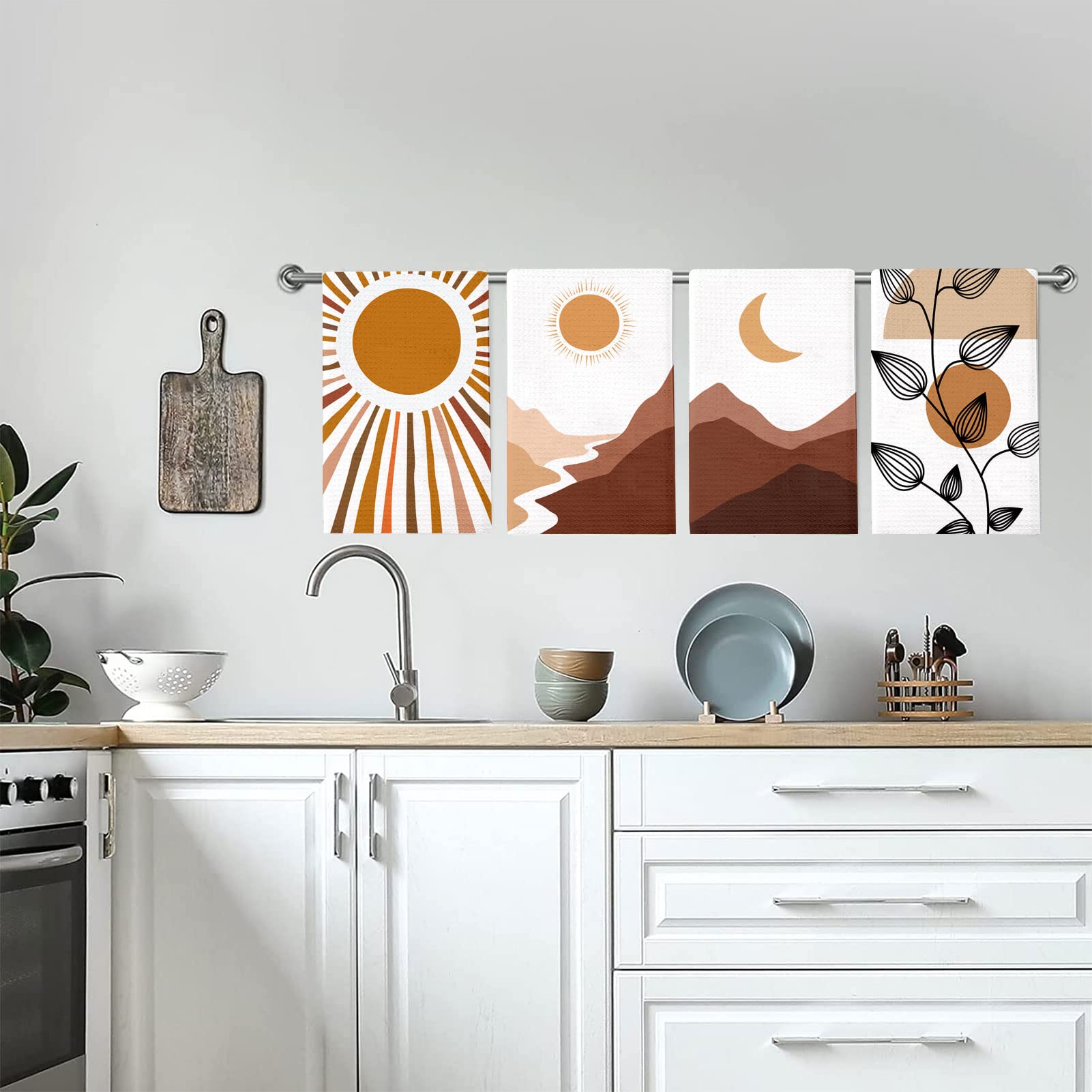 Lebsitey Boho Kitchen Towels, four-pack set for extra towels on hand