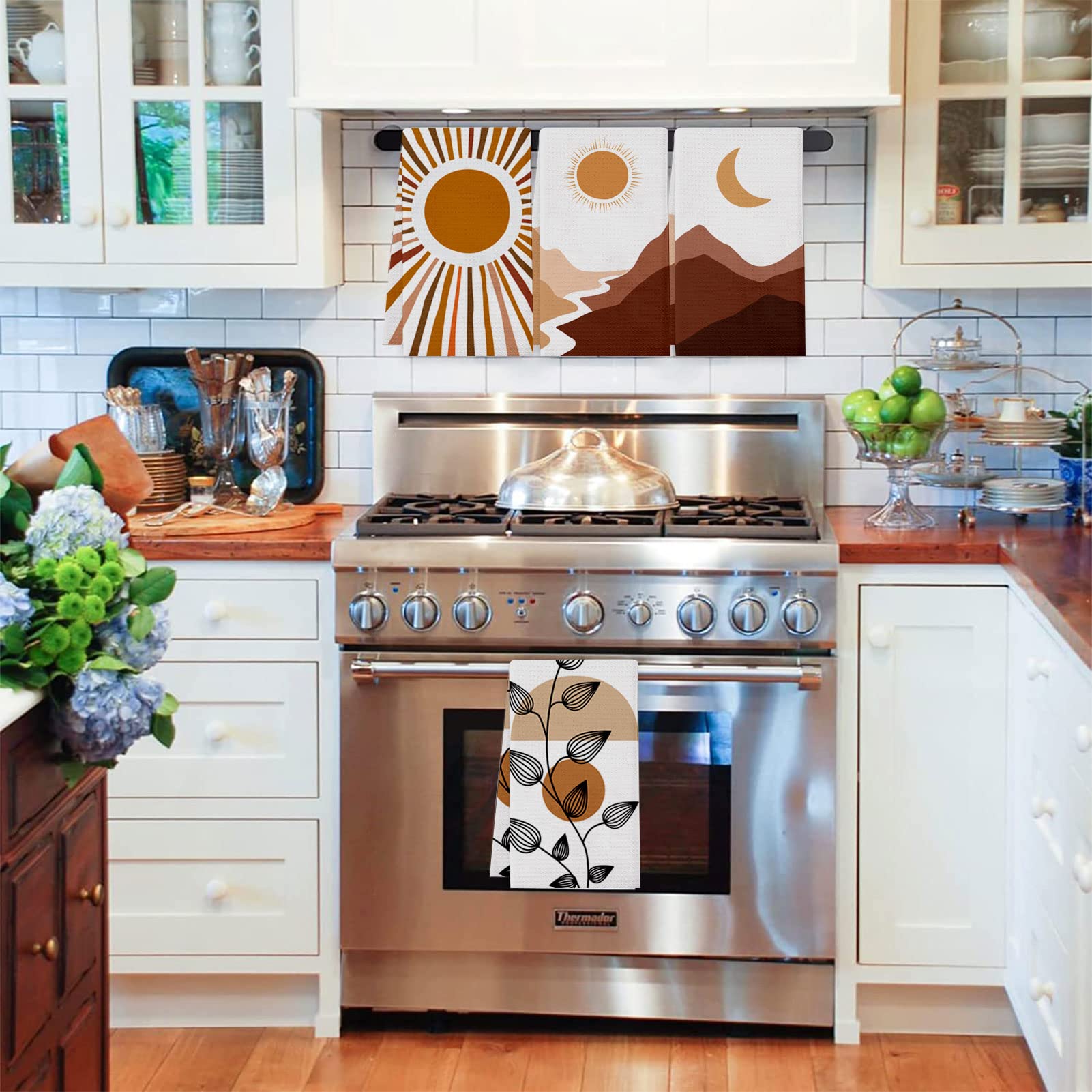 Lebsitey Boho Kitchen Towels made of microfiber, highly absorbent and durable