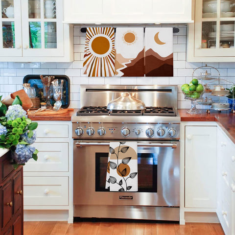 Lebsitey Boho Kitchen Towels made of microfiber, highly absorbent and durable