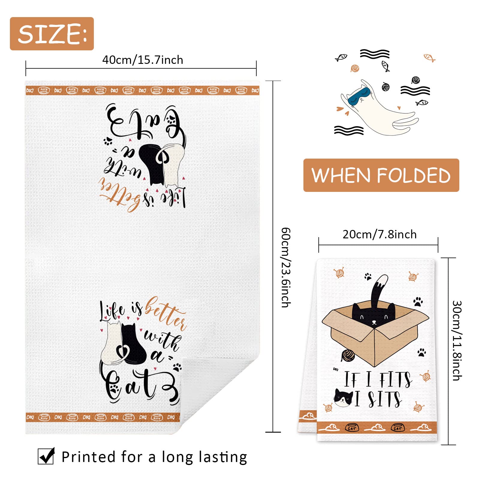 Lebsitey cat towels four-piece set ready for daily kitchen use.