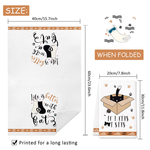 Lebsitey cat towels four-piece set ready for daily kitchen use.