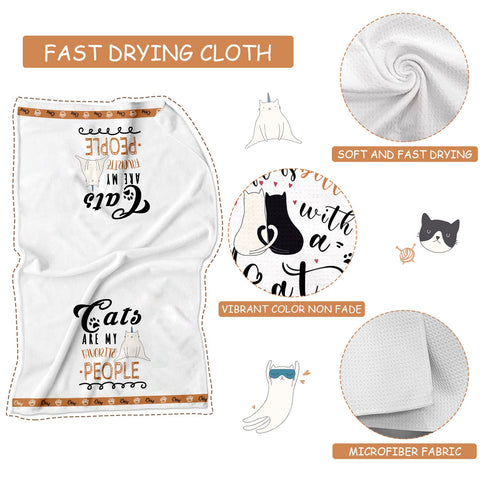 Lebsitey cat towels show off absorbent material for quick counter cleanups.