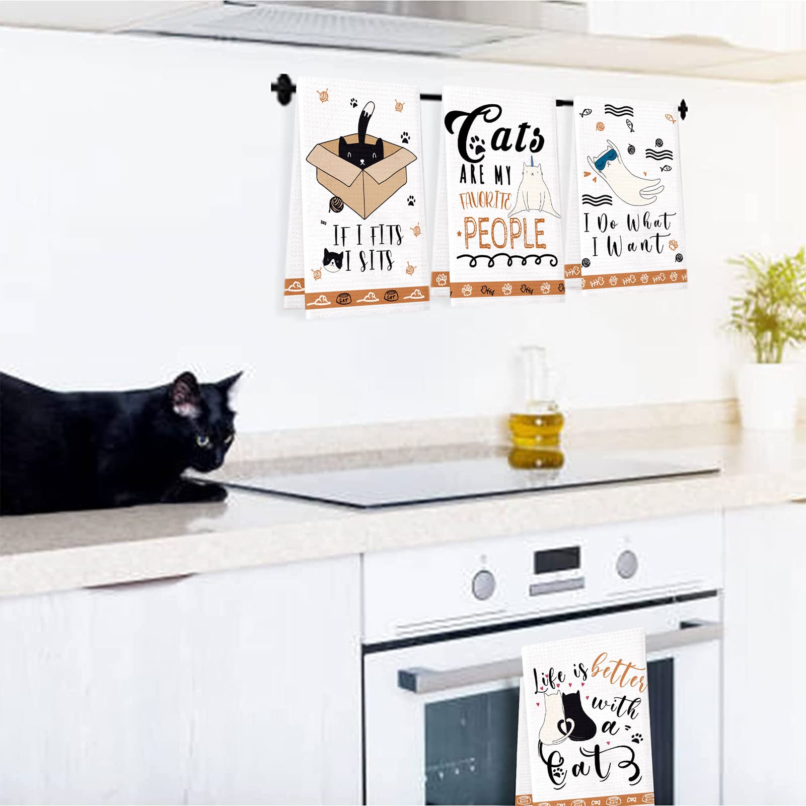 Lebsitey cat towels perfect gifts for cat lovers and home cooks.