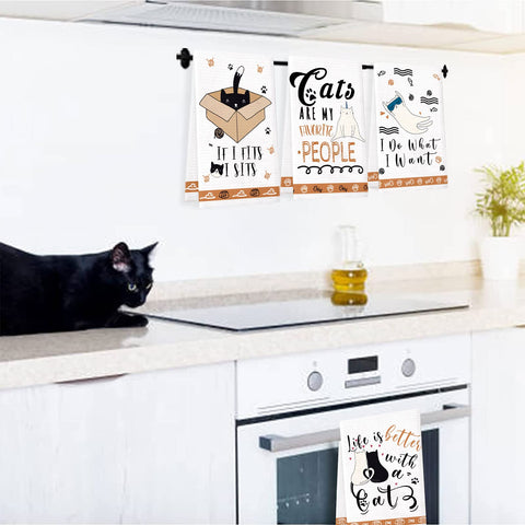 Lebsitey cat towels perfect gifts for cat lovers and home cooks.