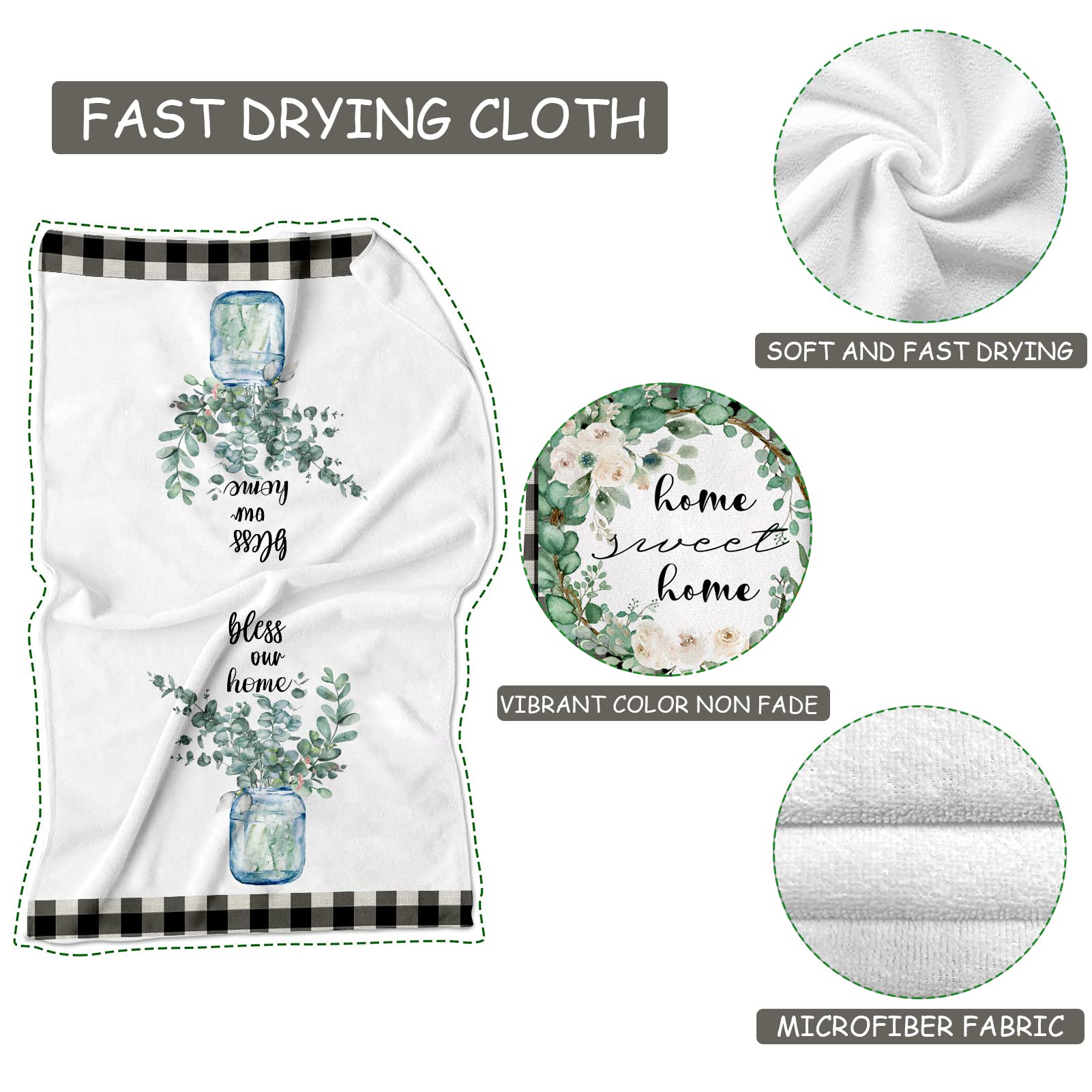 Lebsitey eucalyptus leaves dish towel offers high absorbency for quick kitchen drying.