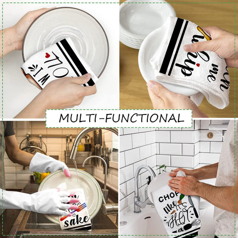 Lebsitey funny sayings kitchen towels add character while drying dishes.