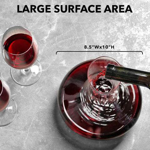 Le Chateau red wine decanter aerates wine during tastings