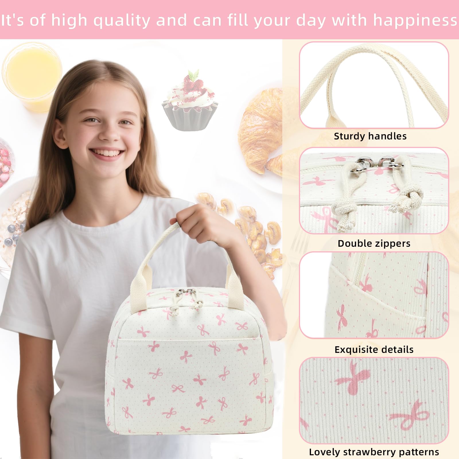 LEDAOU insulated lunch bag with aluminum foil lining preserves freshness on outings