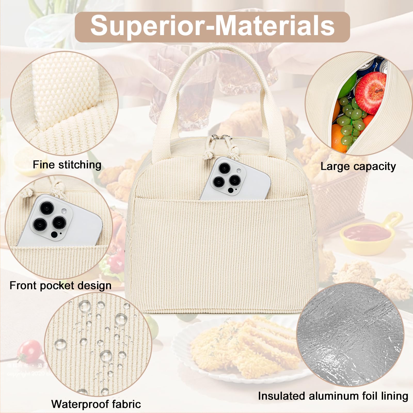 LEDAOU lunch bag sturdy handles ensure comfortable carrying