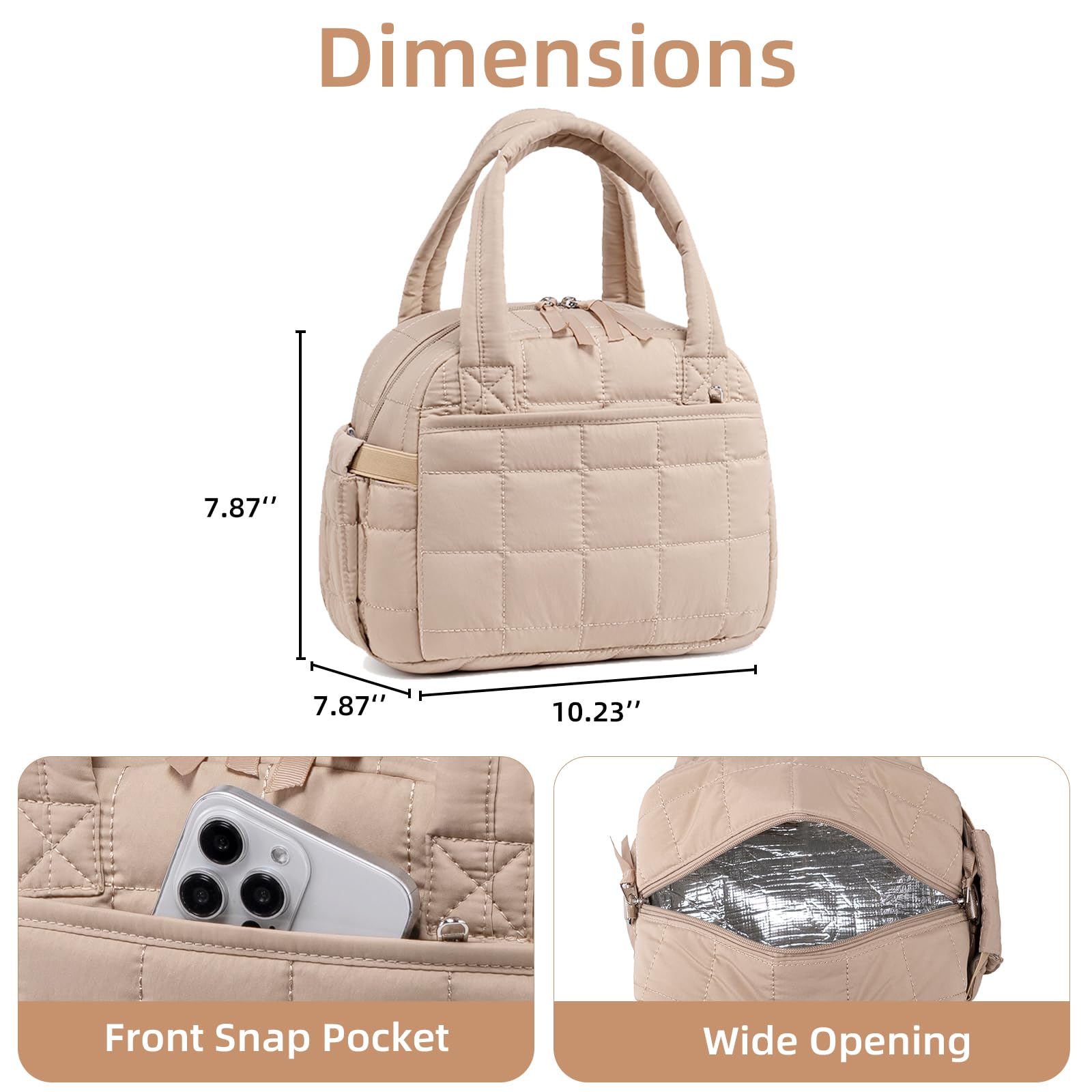 LEDAOU lunch box front pocket stores phone and small essentials.