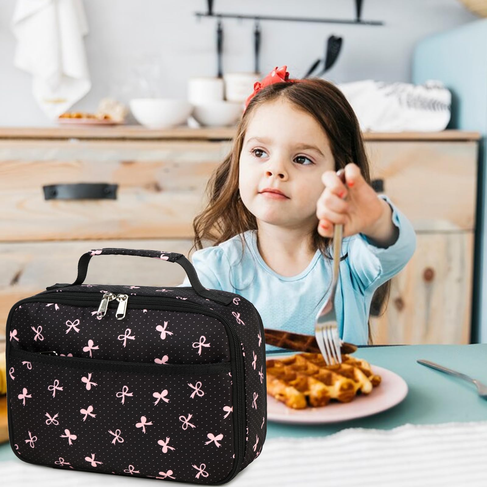 LEDAOU lunch box top view highlights compact shape for easy packing.