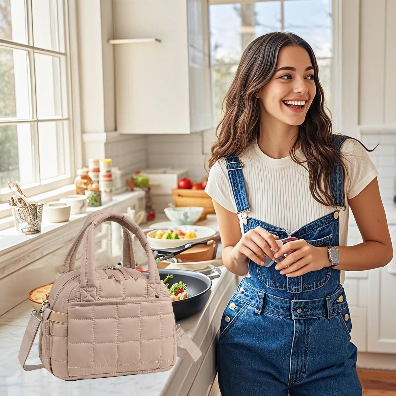 LEDAOU lunch box with reinforced handles for durable daily carry.