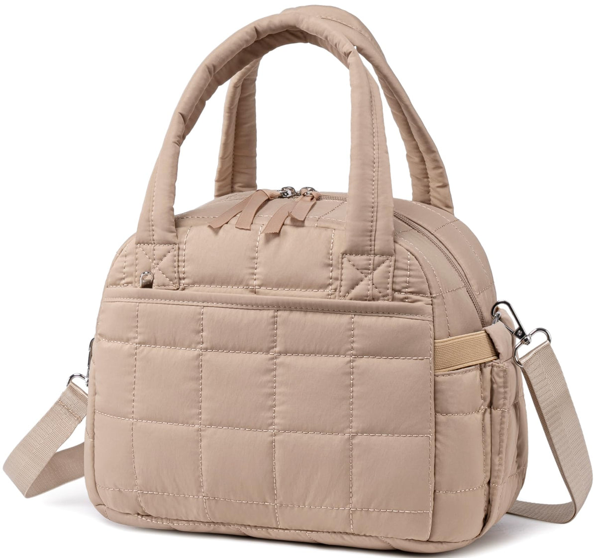 LEDAOU lunch box for women with quilted front-pocket design for easy access.