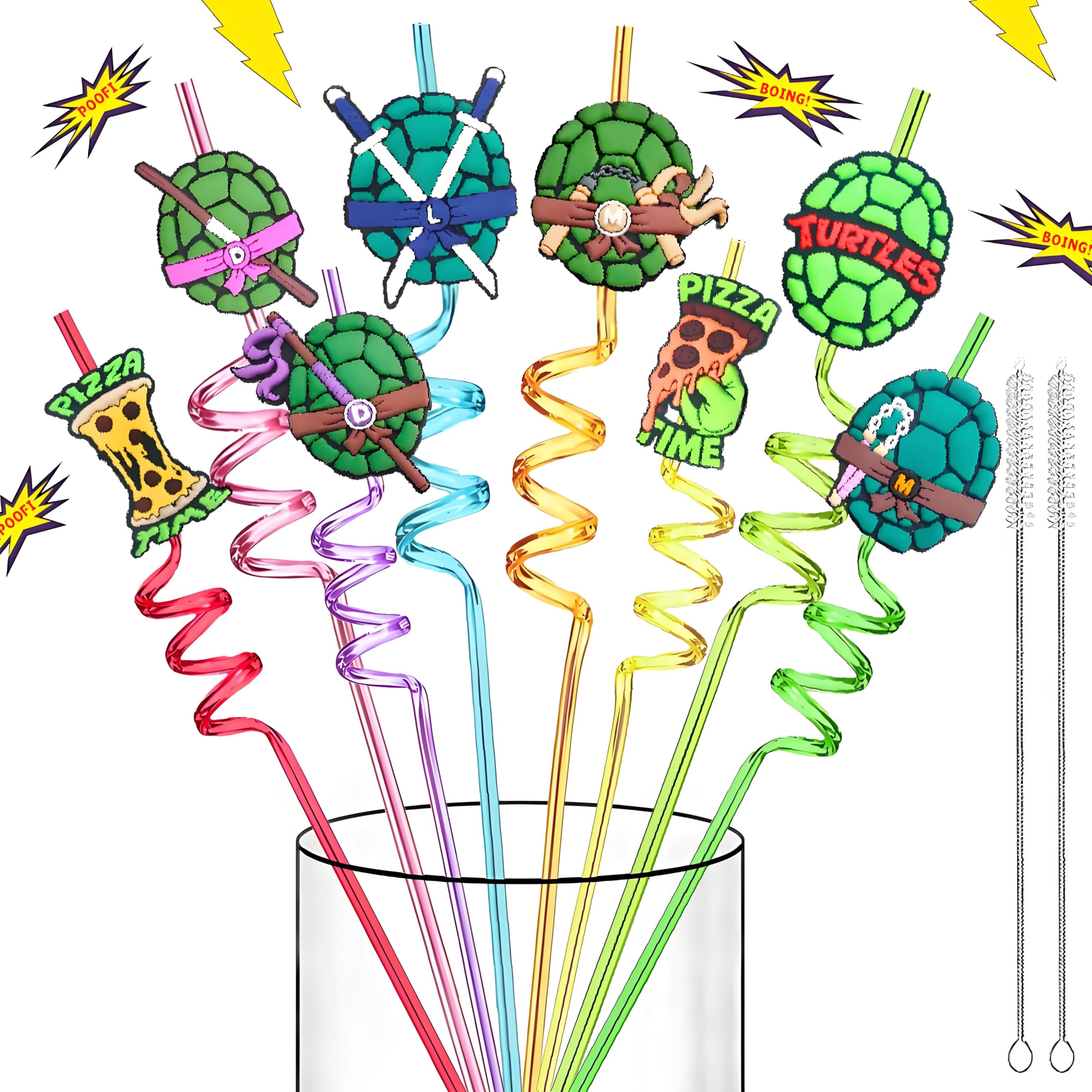 LEDUO ninja green turtles straws pack adds fun to kids' party tableware.