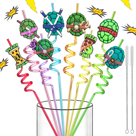 LEDUO ninja green turtles straws pack adds fun to kids' party tableware.