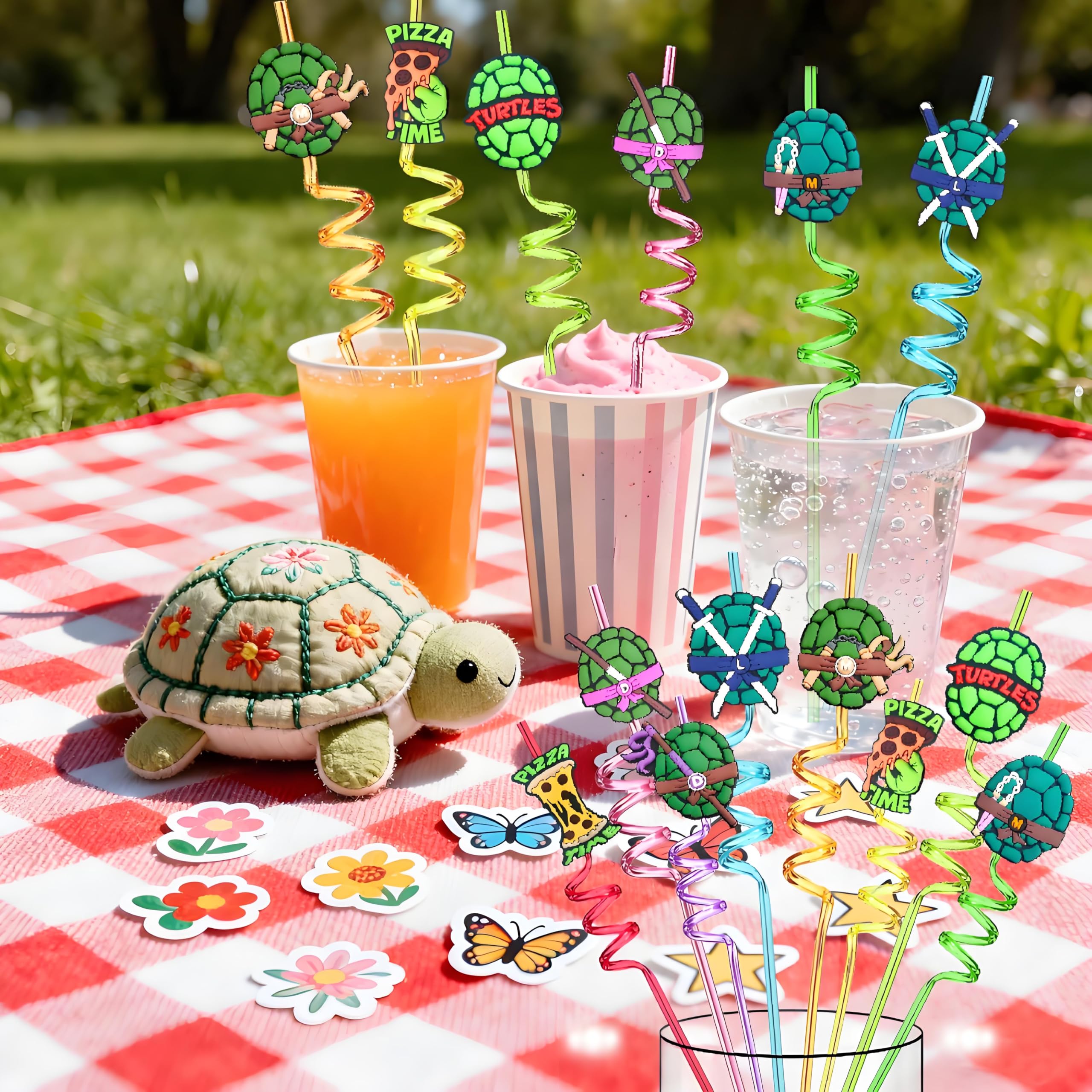 LEDUO ninja turtles straws serve as practical party decor and favors.