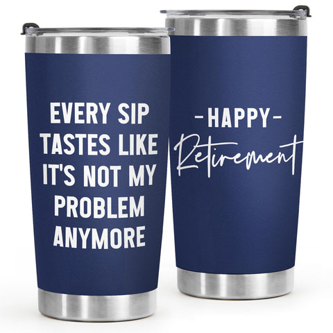 Leebbsin retirement tumbler with lid for secure on-the-go beverages.