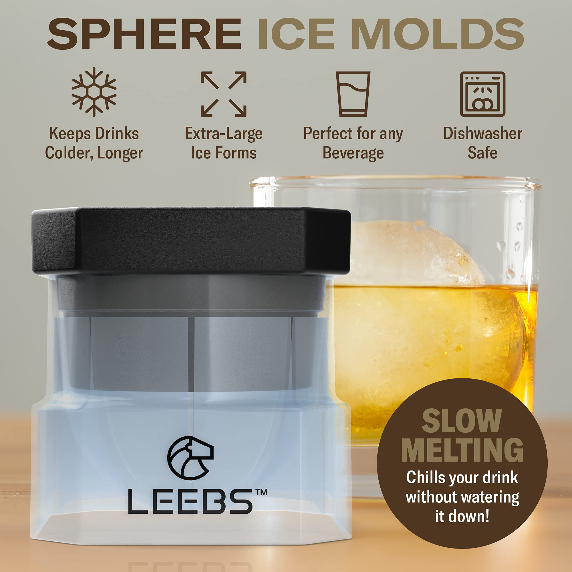 LEEBS sturdy base ice ball mold for easy handling and durability.