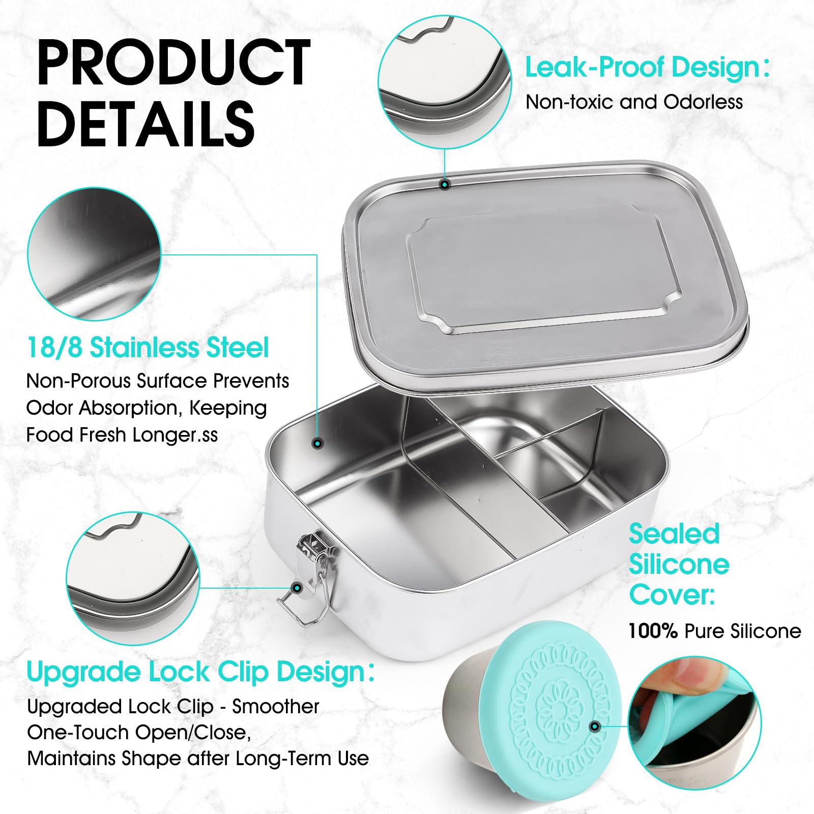LEEPENK 304 stainless steel bento box keeps flavors separate and durable.