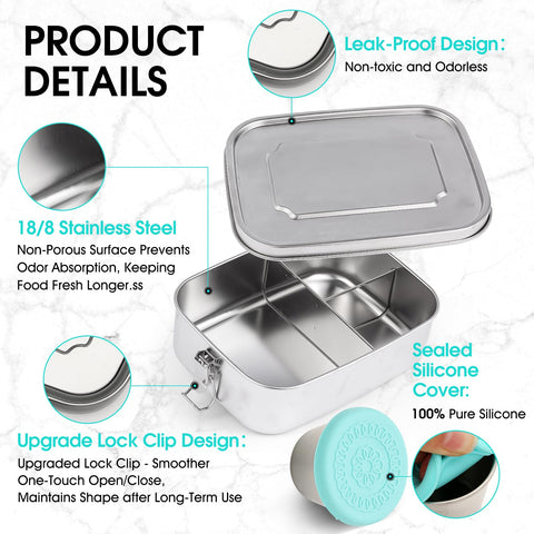 LEEPENK 304 stainless steel bento box keeps flavors separate and durable.