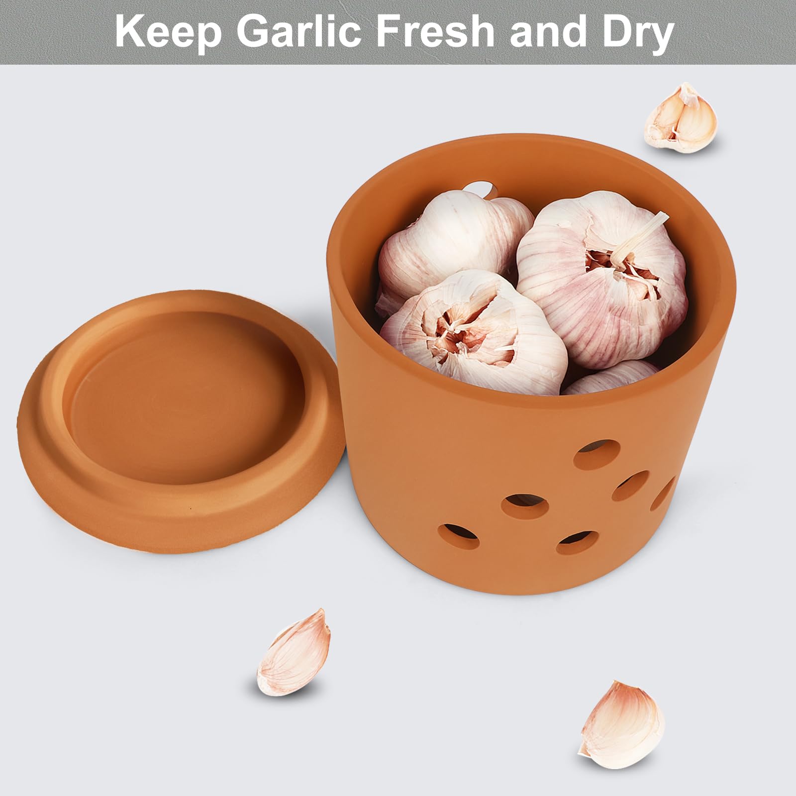 LEEPENK garlic keeper with a 4-inch opening for easy removal