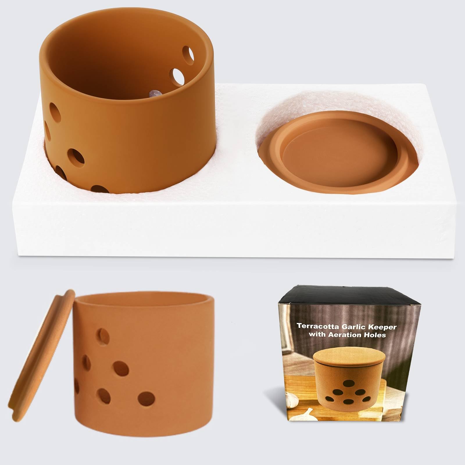 LEEPENK kitchen terracotta garlic keeper adds rustic charm to the counter