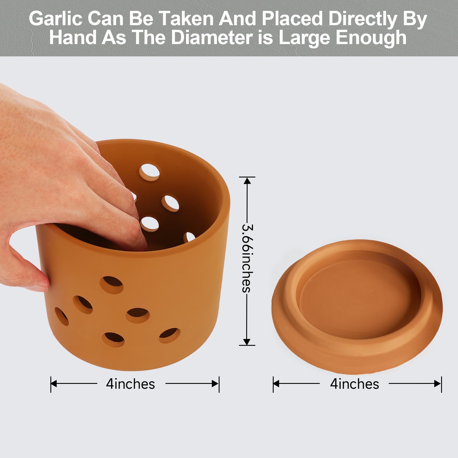 LEEPENK terracotta garlic keeper showing 12 vents for improved airflow