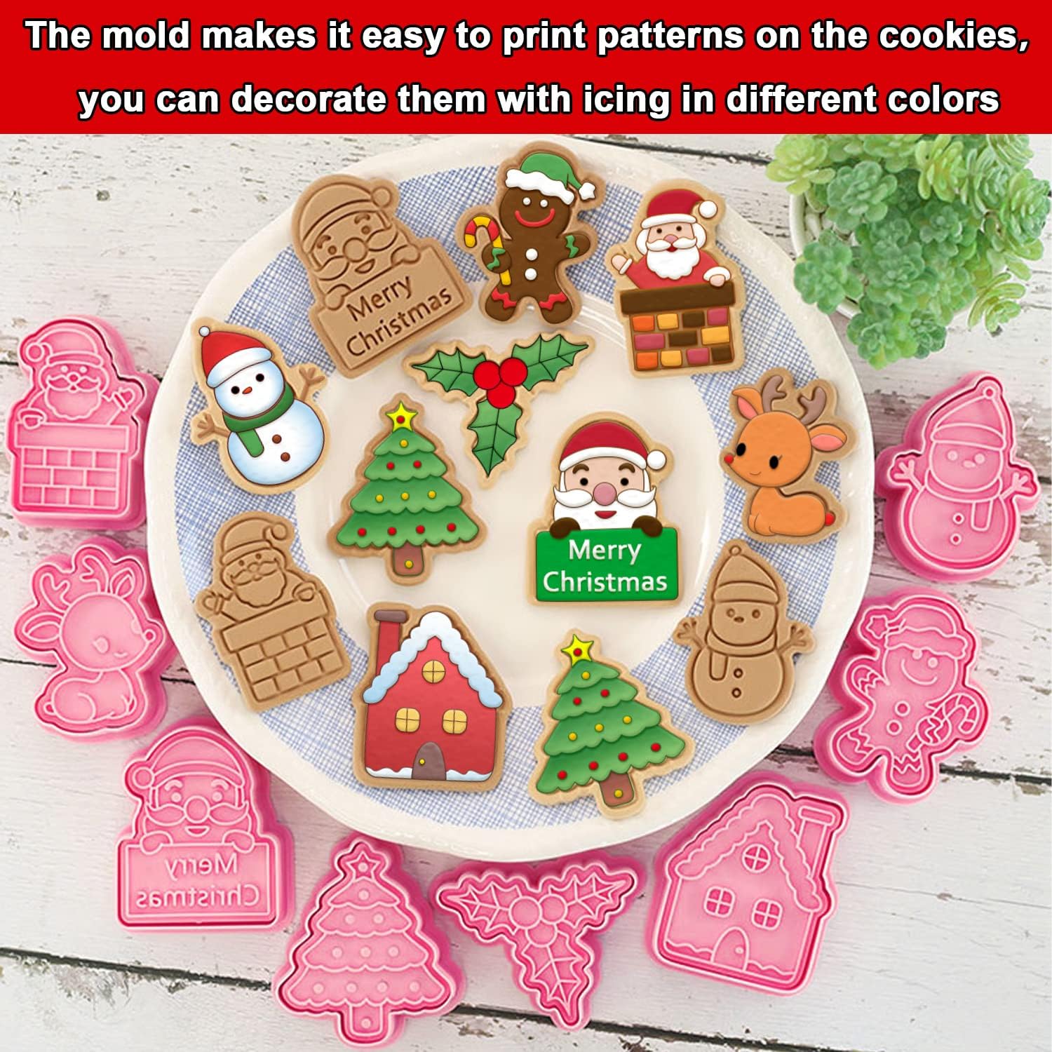 Leesgel holly cookie cutter adds festive accents to cookies.