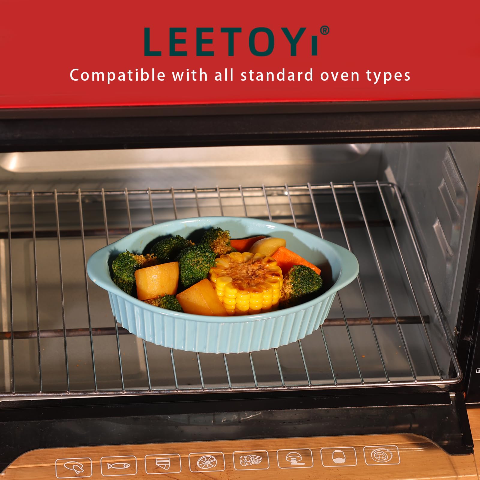 LEETOYI turquoise bake dish set shown together for display