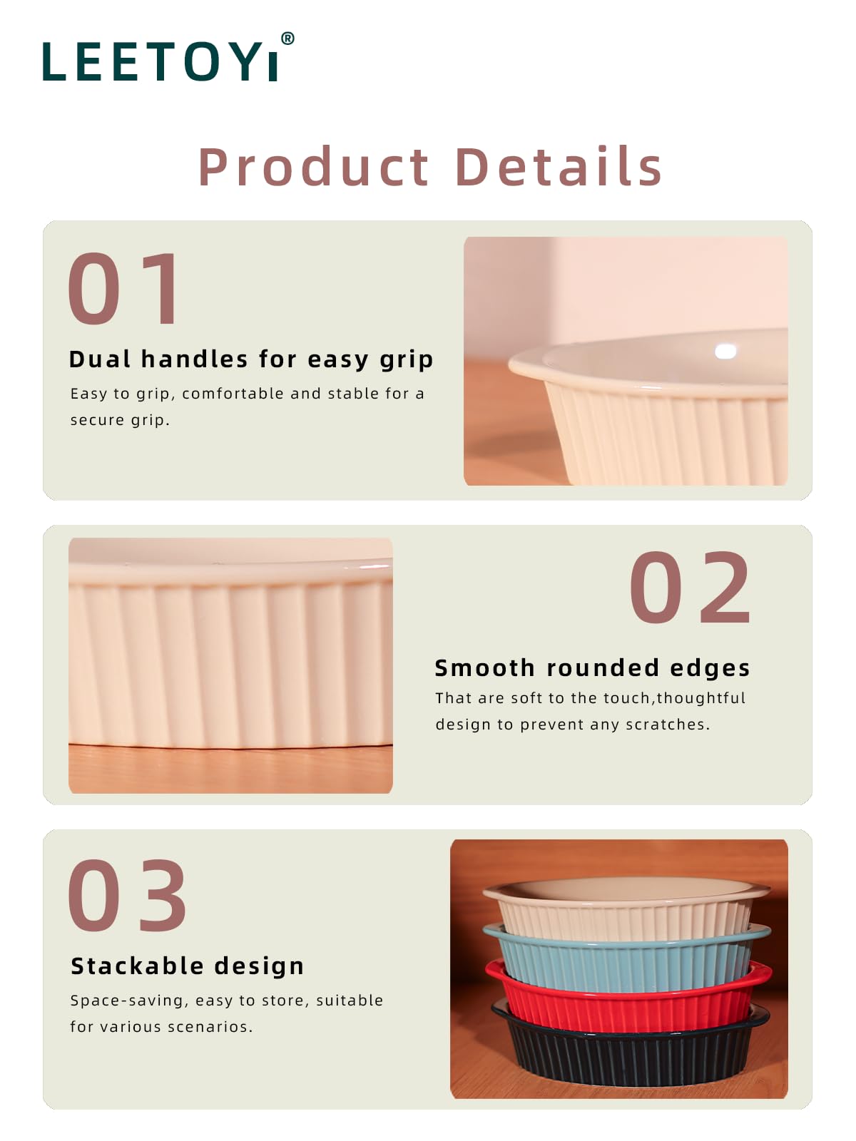 LEETOYI dinner-table-ready bakeware for casual family meals.