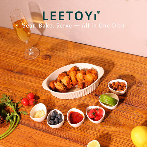 LEETOYI porcelain oval dish in oven-ready bakeware for warm meals.