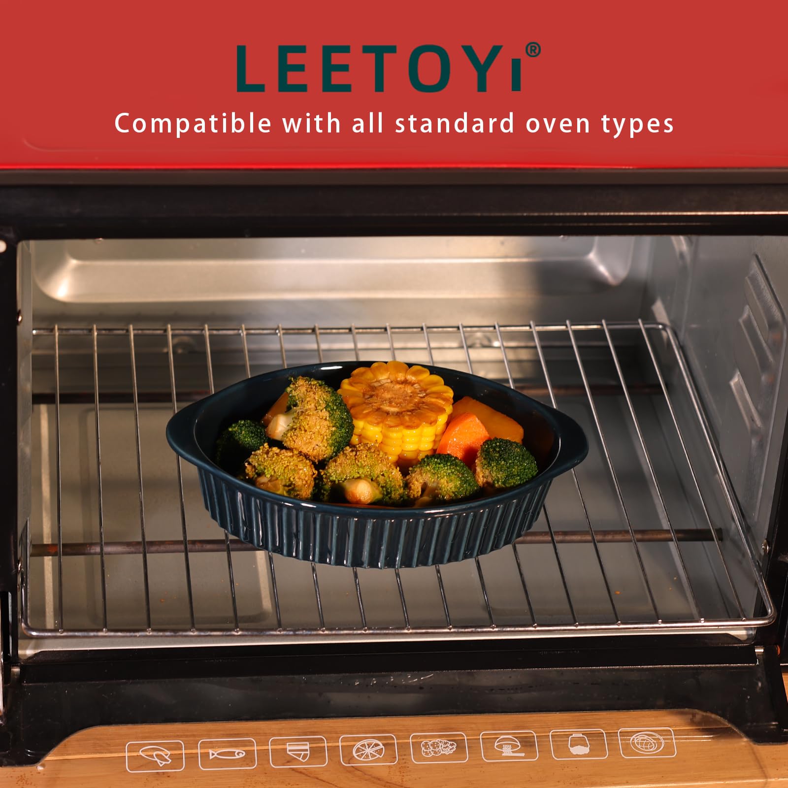 LEETOYI navy oval gratin dish in oven-ready presentation