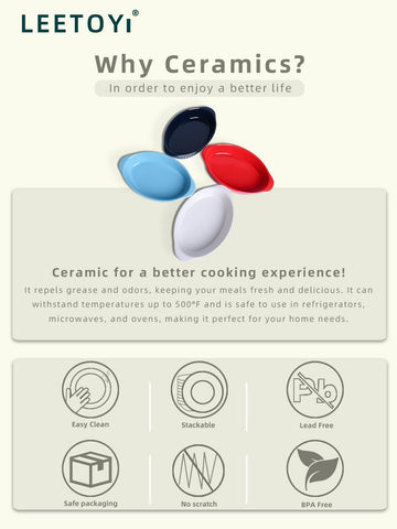 LEETOYI navy ceramic bakeware for versatile kitchen-to-table use