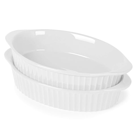 LEETOYI porcelain small oval au gratin pans set of 2, compact for two servings.
