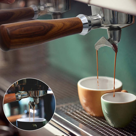Leftover solid wood handle close-up highlights natural grain and ergonomic grip.