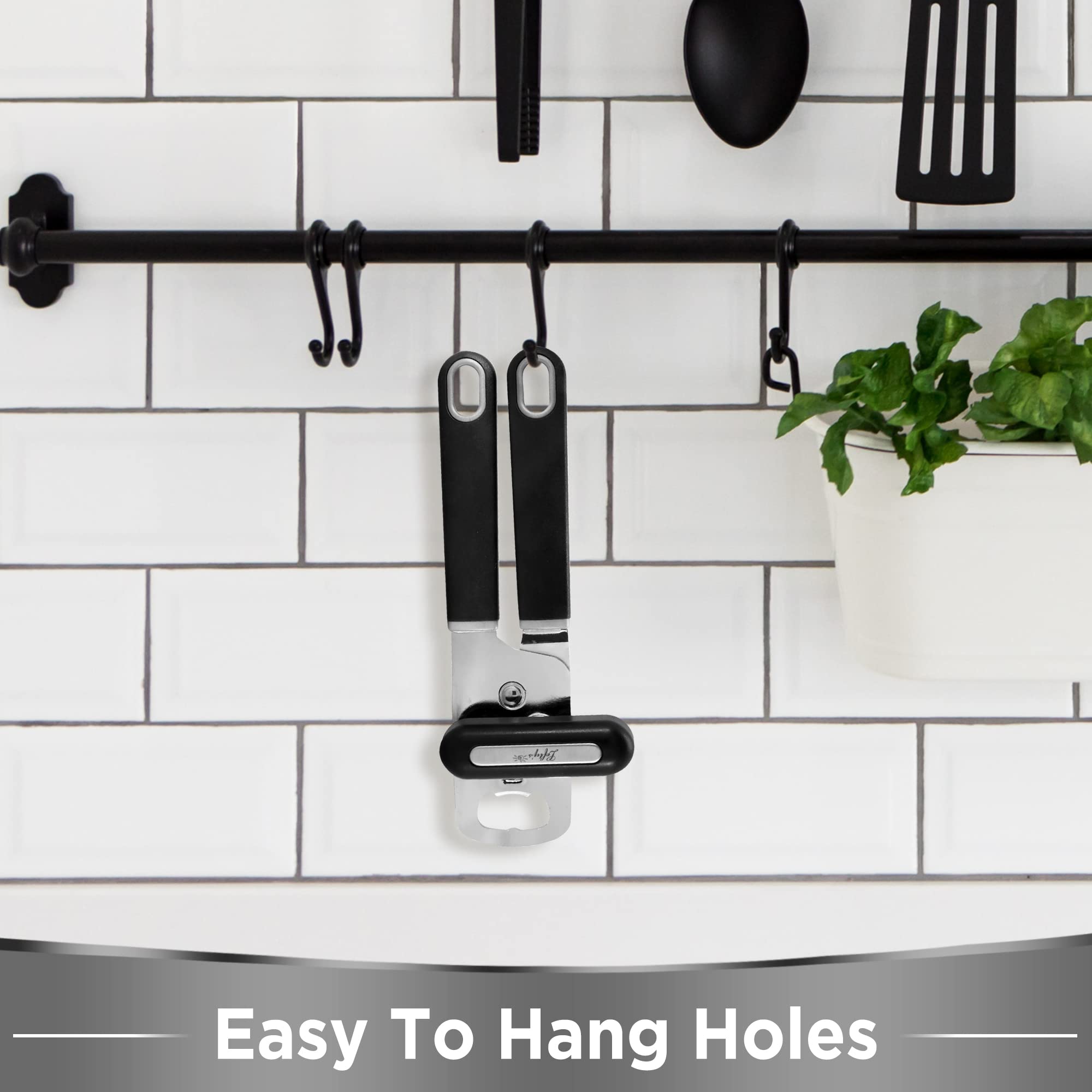 Lefty’s can opener bottle-opener feature enables quick bottle access.